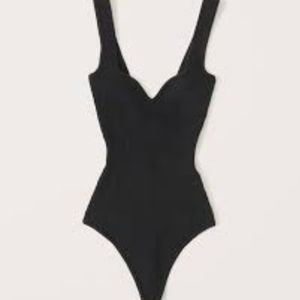 Black NWT Abercrombie Elevated Knit Sweetheart Bodysuit